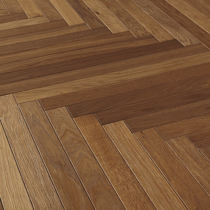 Parquet Chêne Semi-Massif Chevron Brown Fumé - vue de profil